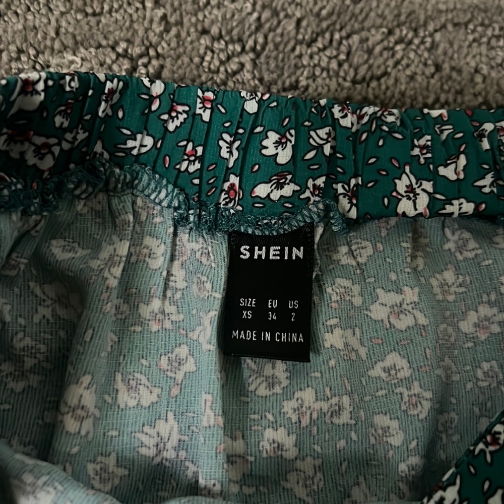 Green floral skirt